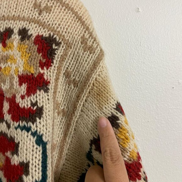 J. Christopher Knit Cardigan Sweater Button Down Women's Size L Biege High Neck - Picture 5 of 12